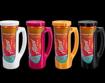 Porta latas delgado con asa / Enfriador de latas delgado impreso en 3D / Soporte para bebidas energéticas y de agua mineral / Funda para bebidas de color personalizado con tapa a presión