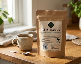 Maca Warrior Capsules – Andean Mens Formula | Black Maca Cordyceps Sacha Inchi | Peruvian Herbal Blend | Natural Stamina Energy Focus