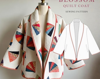 Blossom Quilt coat Sewing Pattern | beginner friendly, Sizes XXS-4XL | jacket pattern |(Instant Download)