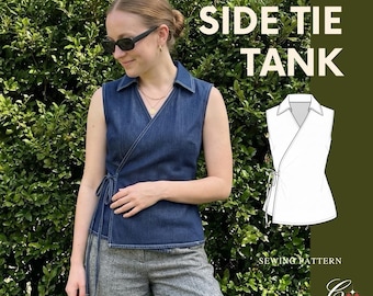 Side Tie Tank blouse Sewing Pattern | Beginner Friendly, Sizes XXS 5XL (Instant Download)