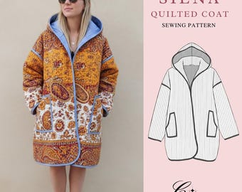 Naaipatroon gewatteerde jas | Siena-jas, geschikt voor beginners (INSTANT DOWNLOAD)