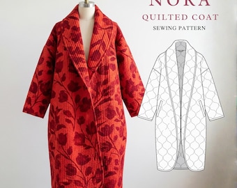 ノラ キルトコートの縫製パターン｜初心者向け、XXS～4XL｜ジャケット・カーディガンのパターン（すぐにダウンロード可能）