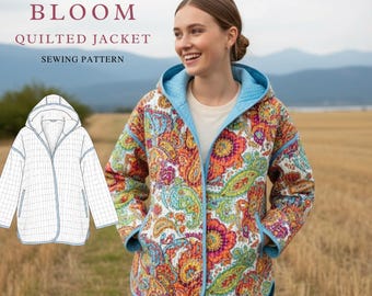 Naaipatroon gewatteerd jasje, dekenjas, herfstbovenkleding, beginnersvriendelijk, maten XXS-5XL, pdf