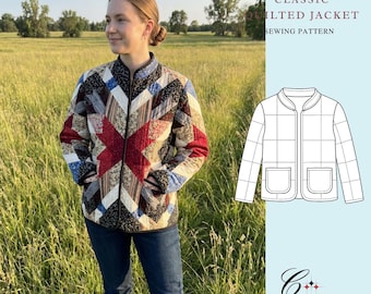 Quilted Jacket Sewing Pattern | Beginner Friendly, Sizes XXS-4XL (Instant Download)