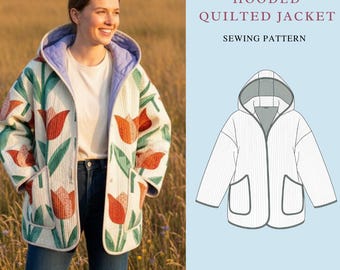 Beginner Hooded Quilted Jacket Sewing Pattern | Sizes XXS-4XL (Instant Download)
