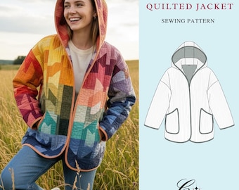 Modello di cucito per giacca trapuntata con cappuccio / Adatto ai principianti, taglie dalla XXS alla 4XL (download immediato)
