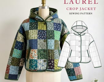 Laurel Crop Jacket Sewing Pattern | Beginner Friendly, Sizes XXS-4XL (Instant Download)