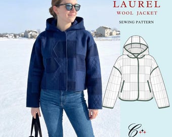 Wool jacket Sewing Pattern | Beginner Friendly, women cropped Jacket | Sizes XXS-4XL (Instant Download)