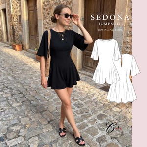 Sedona Jumpsuit Sewing Pattern, Open Back Romper, Flowy Playsuit PDF (Sizes 00-26), Beginner Friendly image 9