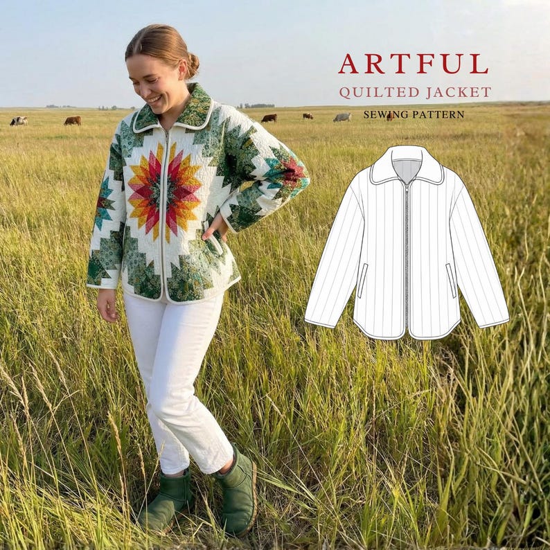 Jacket With Patterns Artful Quilted Jacket Sewing Pattern | Beginner Friendly, Sizes XXS-5XL ...