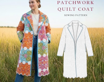 Modello di cucito per cappotto patchwork Sunset / Adatto ai principianti, XXS-4XL (download immediato)
