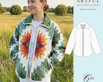 Artful Quilted Jacket Sewing Pattern | Beginner Friendly, Sizes XXS-5XL (Instant Download)