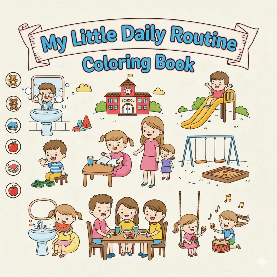 My Little Daily Routine Coloring Book - Etsy