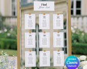 DIY Seating Chart Sign and 5x7" Cards, Printable Editable Canva Template, Porcelain Garden
