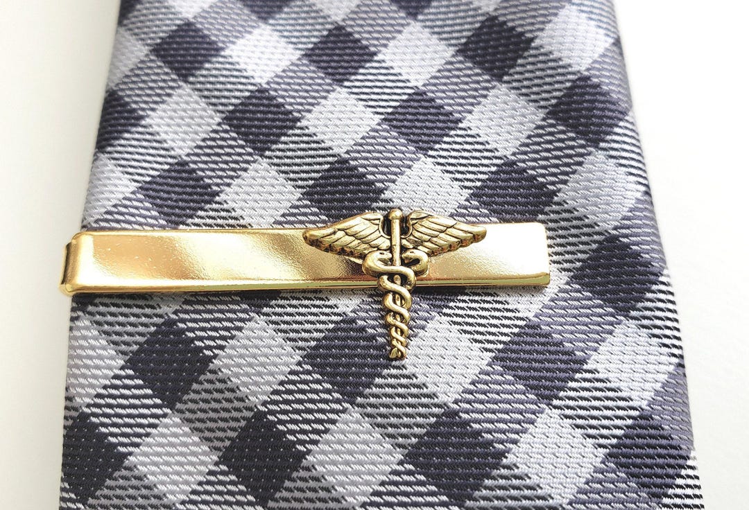 Gold Caduceus Medical Symbol Tie Clip, Tie Bar, Doctor, Nurse, Modern ...