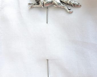 Silver Fox Stick Pin, Lapel Pin, Woodland, Forest, Wedding, Groom boutonniere, Antiqued Silver, Animal Lover, Gift for Men, Gift for Women
