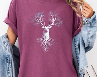 Stag Tree of Life T-shirt | Deer Antler Tree Roots Nature Symbolism