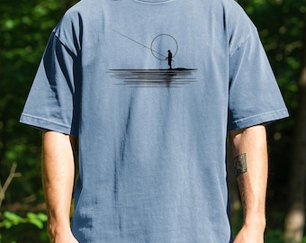 Fisherman Silhouette T-shirt | Fishing Graphic Tee, Outdoors Nature