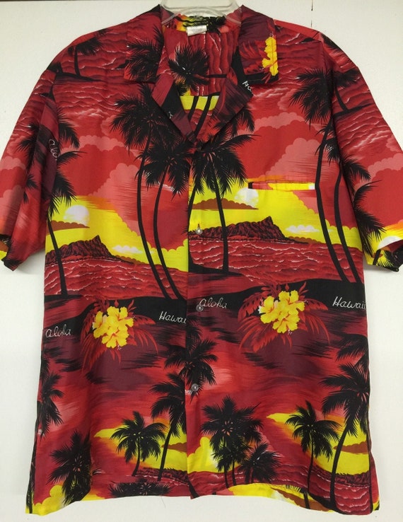 Royal Creations Hawaiian Aloha Shirt Red Sunset Po