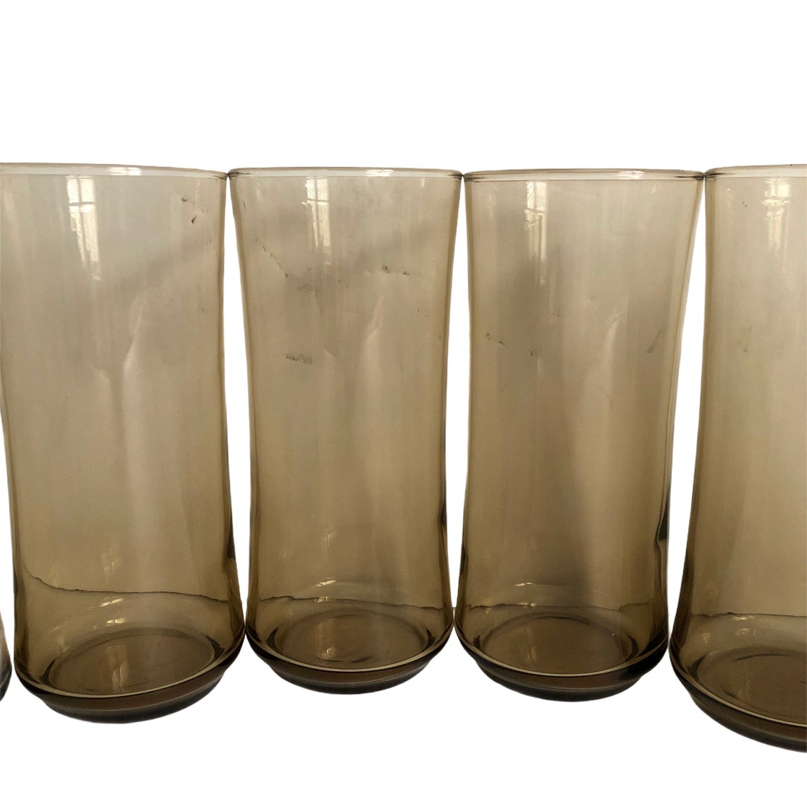 Drinking Glasses Smokey Brown 16oz Set 6 Vintage Mid Century - Etsy