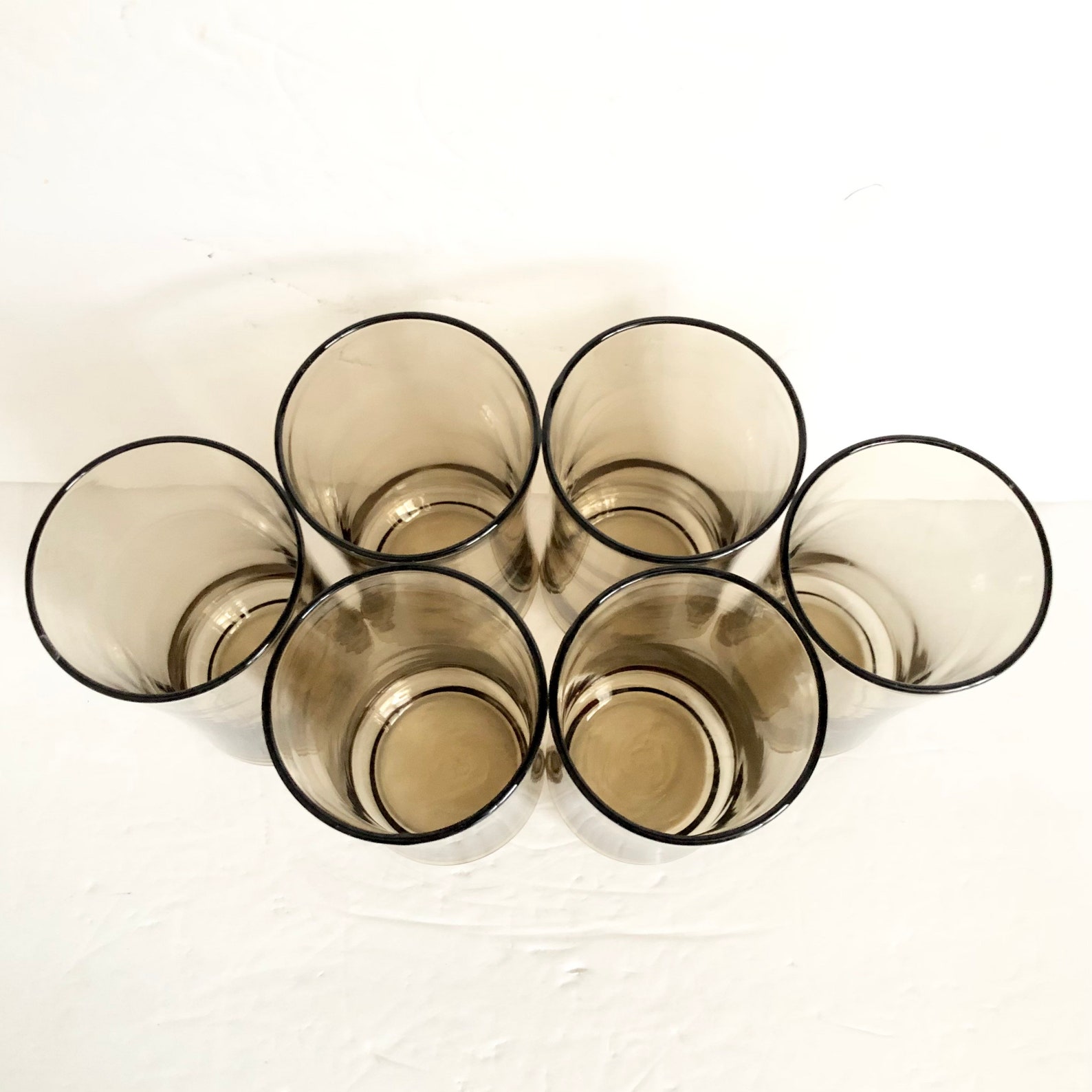 Drinking Glasses Smokey Brown 16oz Set 6 Vintage Mid Century - Etsy