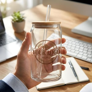Custom Logo Glass Can Cup Bulk, Corporate Gifts, Company Swag, Business Promotional Items, Wholesale Branded Merchandise, Employee Gift
