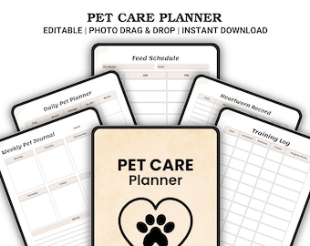 Pet Care Planner | Health Tracker, Vet Log (Digital Download)