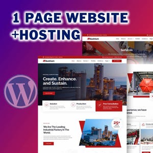 Peut inclure: Publicité pour la conception de sites web avec le texte "1 PAGE WEBSITE + HOSTING". L'image présente une maquette de site web avec le logo "W" et le texte "Create. Enhance. and Sustain."