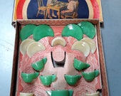 1930 39 s Akro Agate Tea Set Childs Play Time Glass Dish The Little American Maid Tea Set Jadeite Green Tan Glass In Original Box 19 Piece
