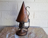 Antique Hammered Copper Lamp Arts and Crafts Era Lamp Decor Office Desk Cone Lamp Craftsman Home FREE SHIPPING