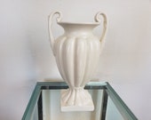Erphila Czech Pottery Vase Dual Handle Amphora Design Neoclassical Decor Classic Off White 10 1 2 quot Tall Imperfectly Perfect FREE SHIP