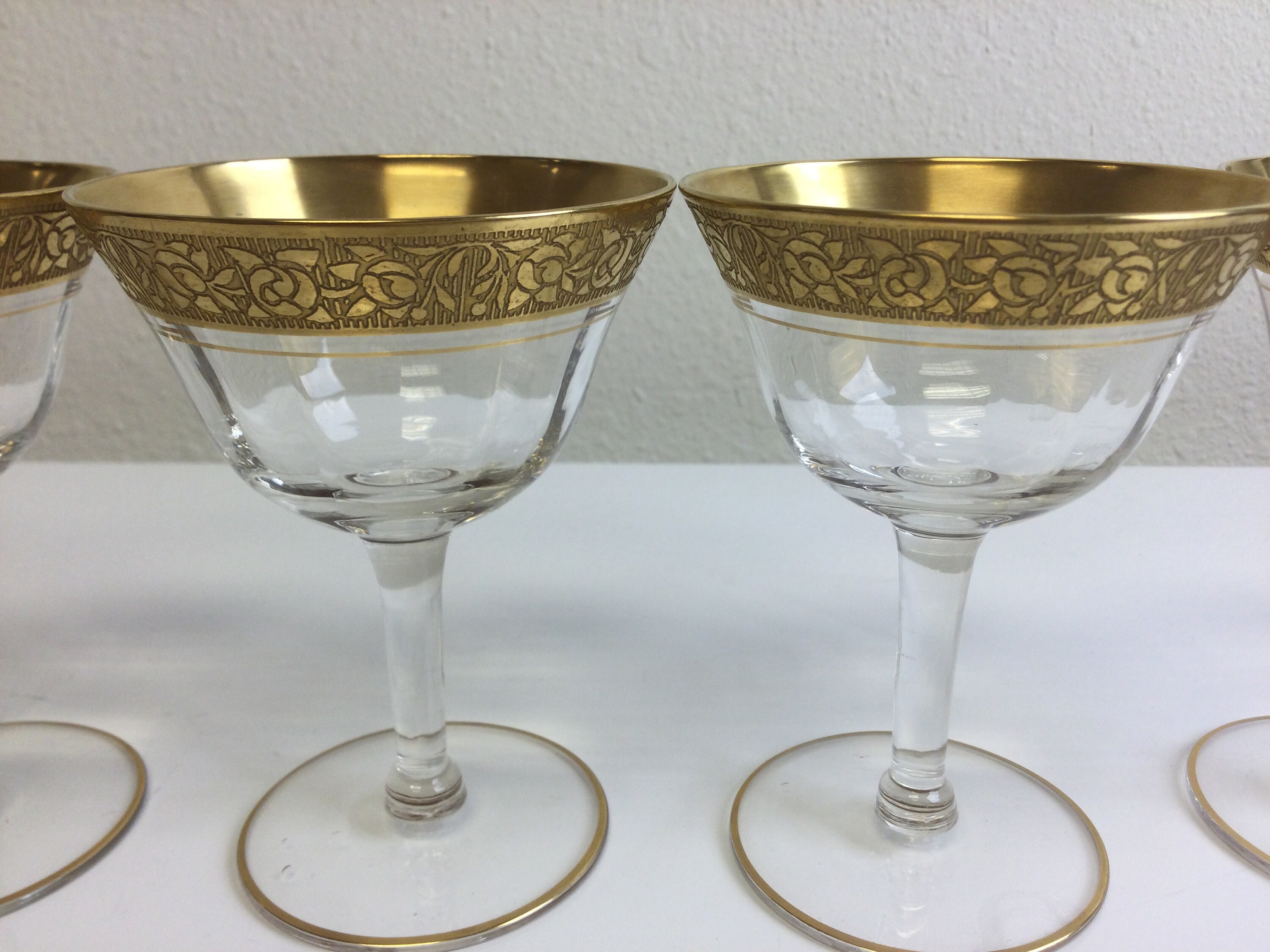 Tiffin Franciscan Barware Rambler Rose Clear Liquor Cocktail Glasses Set of 5 ~ 4" Mid Century Barware ~ Stem 14196 ~ VintageSouthwest