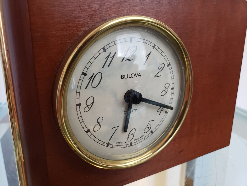 Bulova Desk Clock German Movement / UK Wood Case / Office Desk Etsy