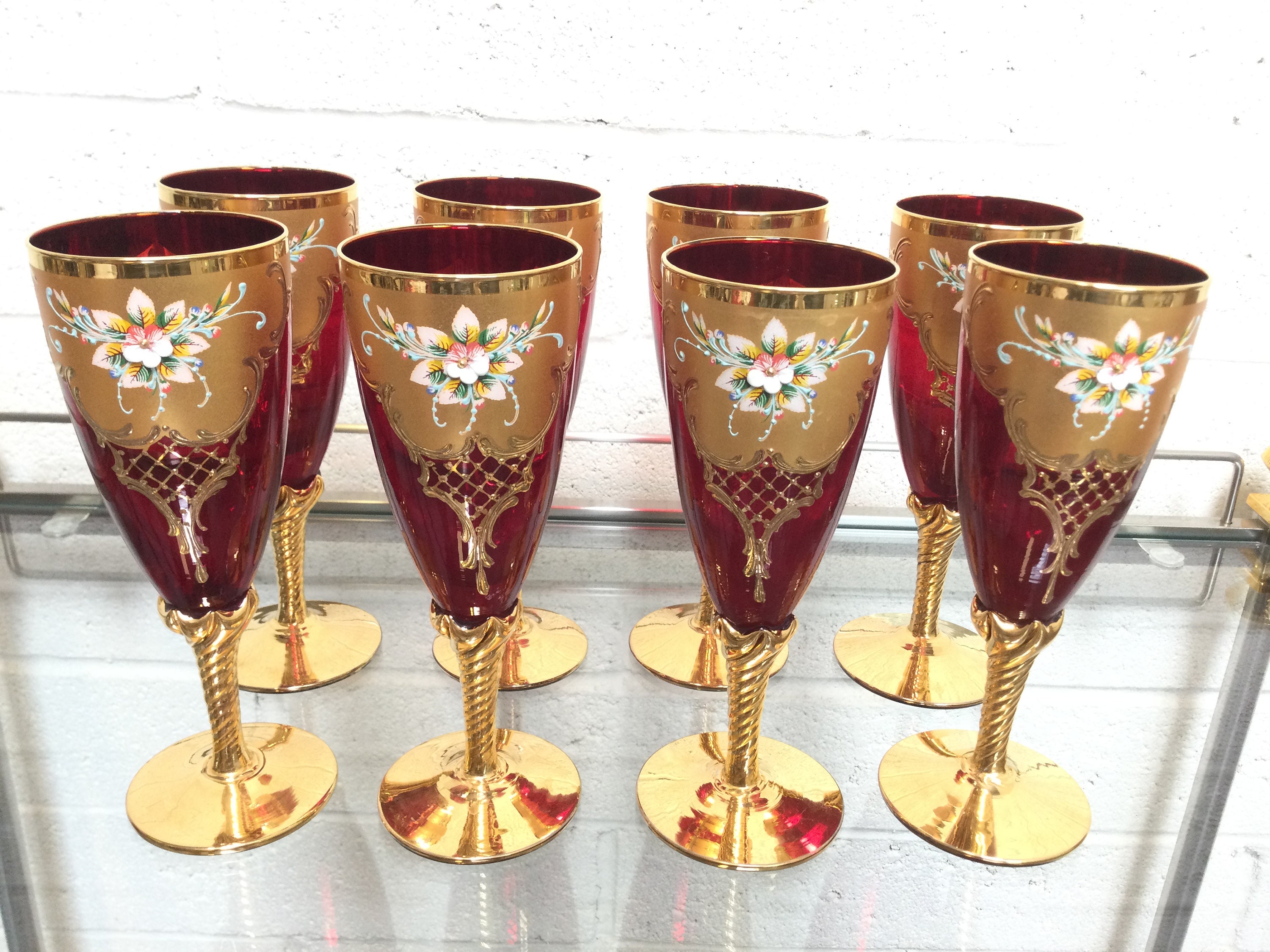 Gucci Italy Gold Wine Goblets