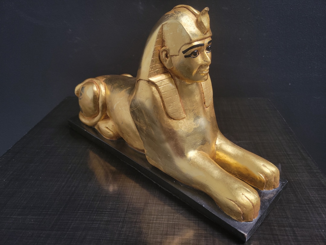 Egyptian Sphinx Statue Gold Leaf Finish 9 High X 15 Long Great Sphinx ...