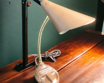 Industrial Gooseneck Desk Lamp Works ~ Mid Century Brown Metal Work Station Lamp ~ Industrial Home & Office Decor ~ VintageSouthwest