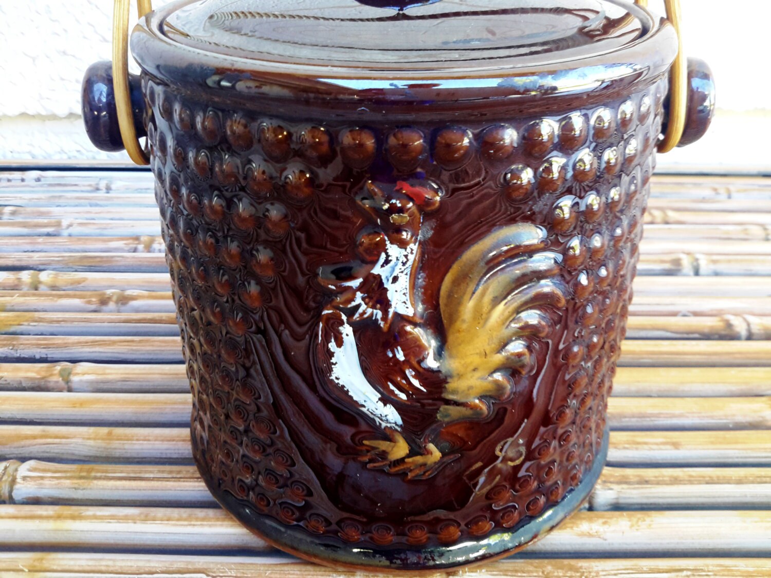 Crowing Rooster Cookie Cracker Jar / Farm House Kitchen Home Decor / Metlox of California Style / Country Kitchen Decor / Vintagesouthwest
