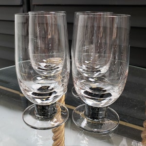 Stemware Water Glasses Modern Smokey Gray Stem Base / 16 oz Water Tea Drinkware / Home Furnishings House Warming Gifts / Vintagesouthwest