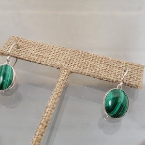 Malachite Earrings Set In Sterling Silver ~ Green Energy Stone Earrings ~ Southwest Jewelry Gifts ~ Dangle Earrings ~ Vintagesouthwest