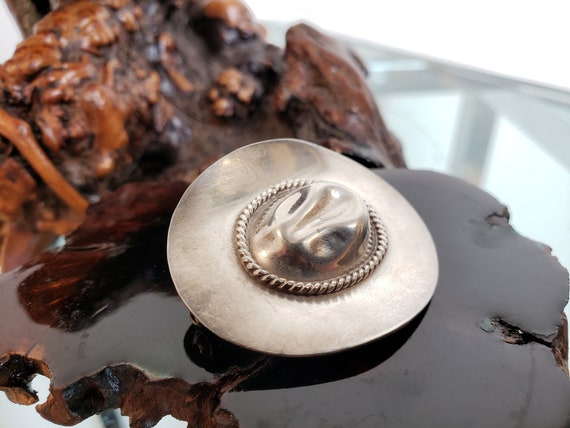 Sterling Silver Cowboy Hat Brooch / Western Hat Br