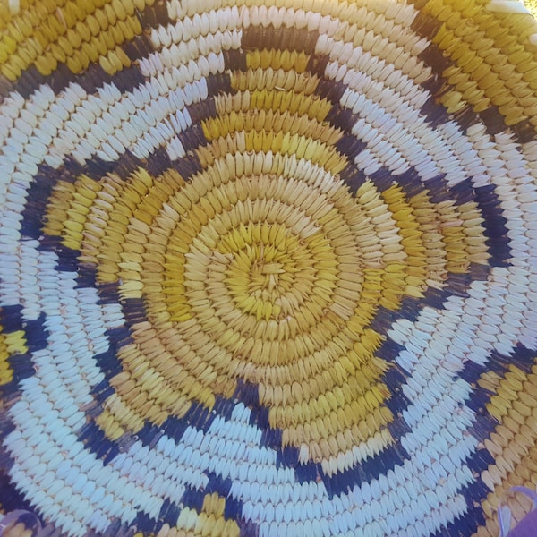 Tohono O'odham Hand Woven Basket / Geometric Star Design Native American Baskets /Southwest USA Fiber Arts Basket Weaving / Vintagesouthwest