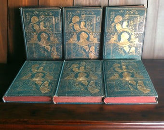 The Works of Charles Dickens 6 Volume Book Set ~ Rare Antiquarian 19th Century Victorian Era Books ~ Oliver Twist, Christmas Carol, More