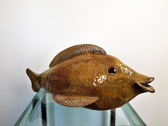Download Large Raku Hand Crafted Pottery Kissing Fish Artist Signed D Crammer Home Decor Fisherman S Gifts Artisan S Fish Decor 16 Long Fine Art Ceramics Art Collectibles
