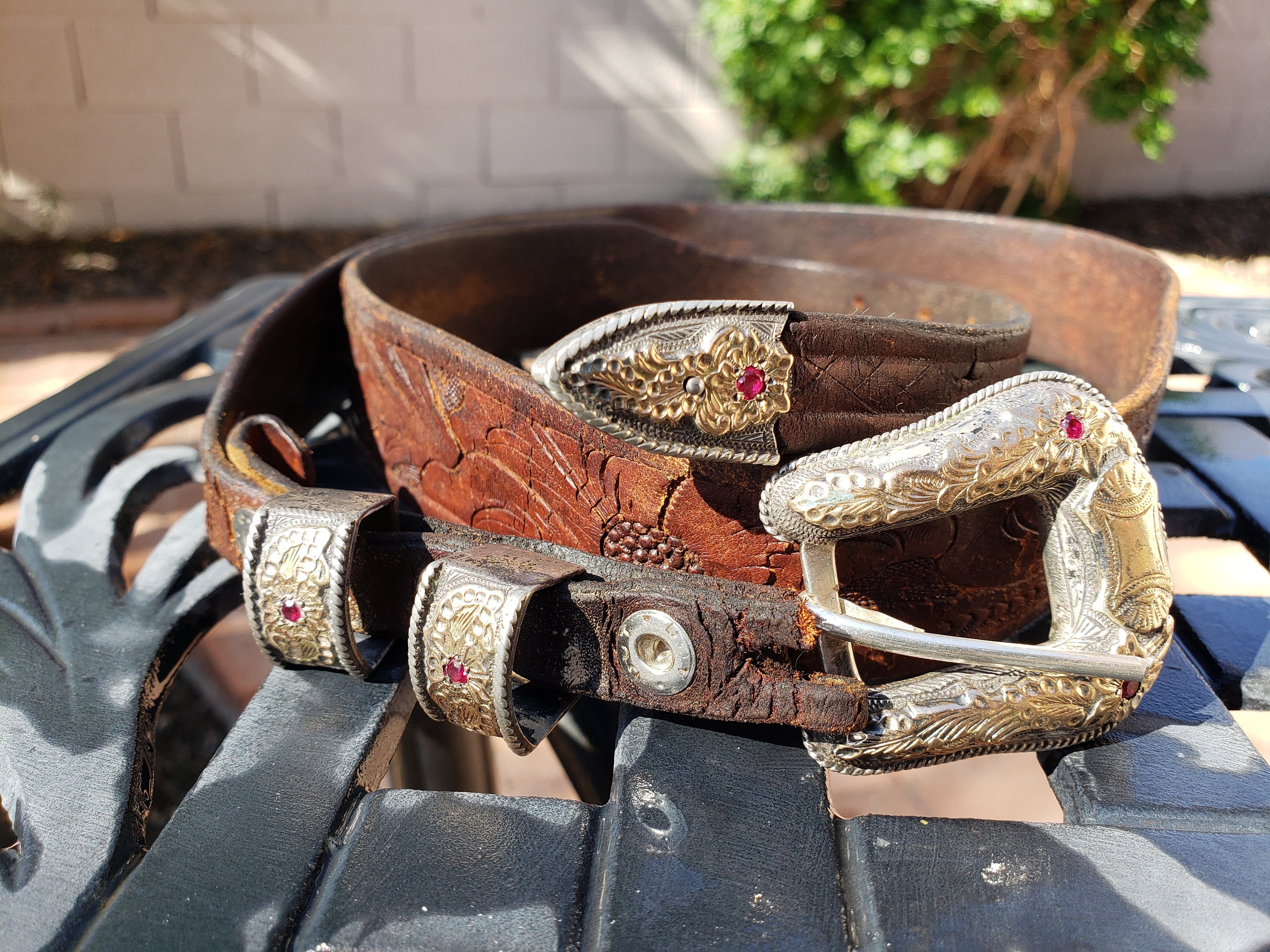 Hollands San Angelo 14K Gold and Sterling Belt Buckle Set  display picture 1
