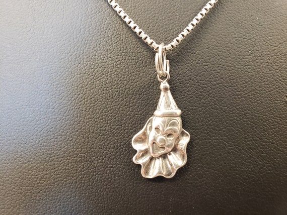 Sterling Silver Clown Pendant Necklace / Clown Pen