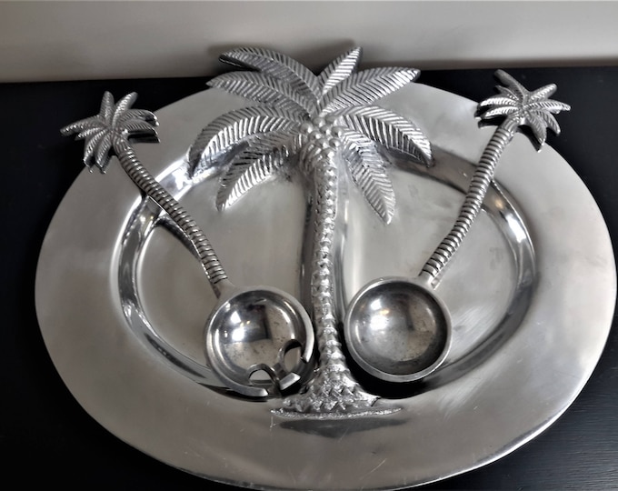 Palm Tree Serving Tray & Tongs in King Palm Tree Design Heavy Etsy