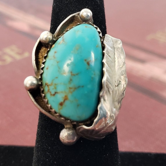 Turquoise Sterling Silver Ring: Native American L… - image 1