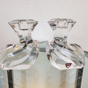 Orrefors Swedish Glass Candle Holders / Pair Of Swedish Glass Candle Holders / Luxury Home Decor / Collectible Glass / Vintagesouthwest
