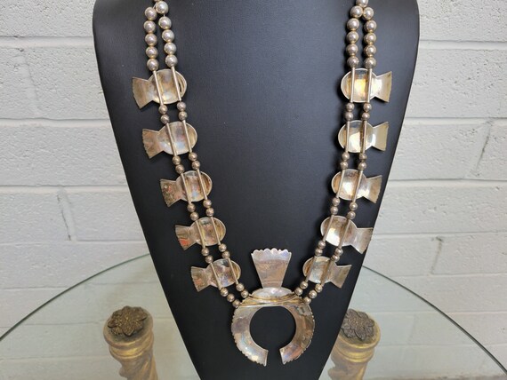 Tommy Singer Navajo Squash Blossom Necklace: Hand Crafted Sterling