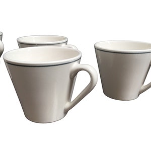 MCM 1950s Diner Coffee Cups Set of 5 ~ Syracuse China 6oz Vintage White Restaurant Coffee Mugs ~ Made in USA ~ VintageSouthwest